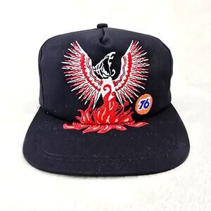 Vintage 76 Gas Station Firebird Snapback Hat Re-Refined Lubricants Embroidered